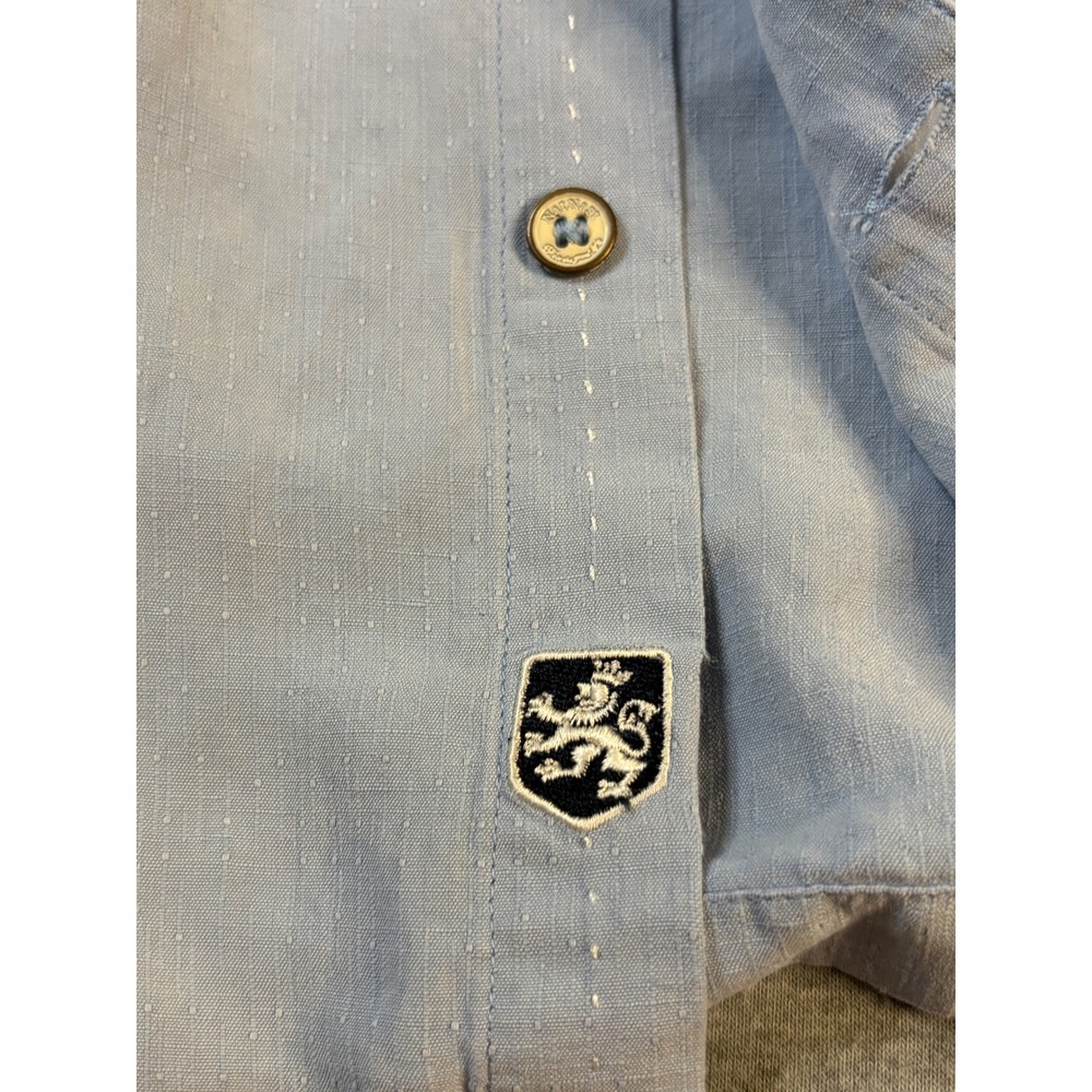 Nat Nast Luxury Originals Silk Linen Shirt Mens Large Blue Short Sleeve Dobby L - Picture 13 of 13